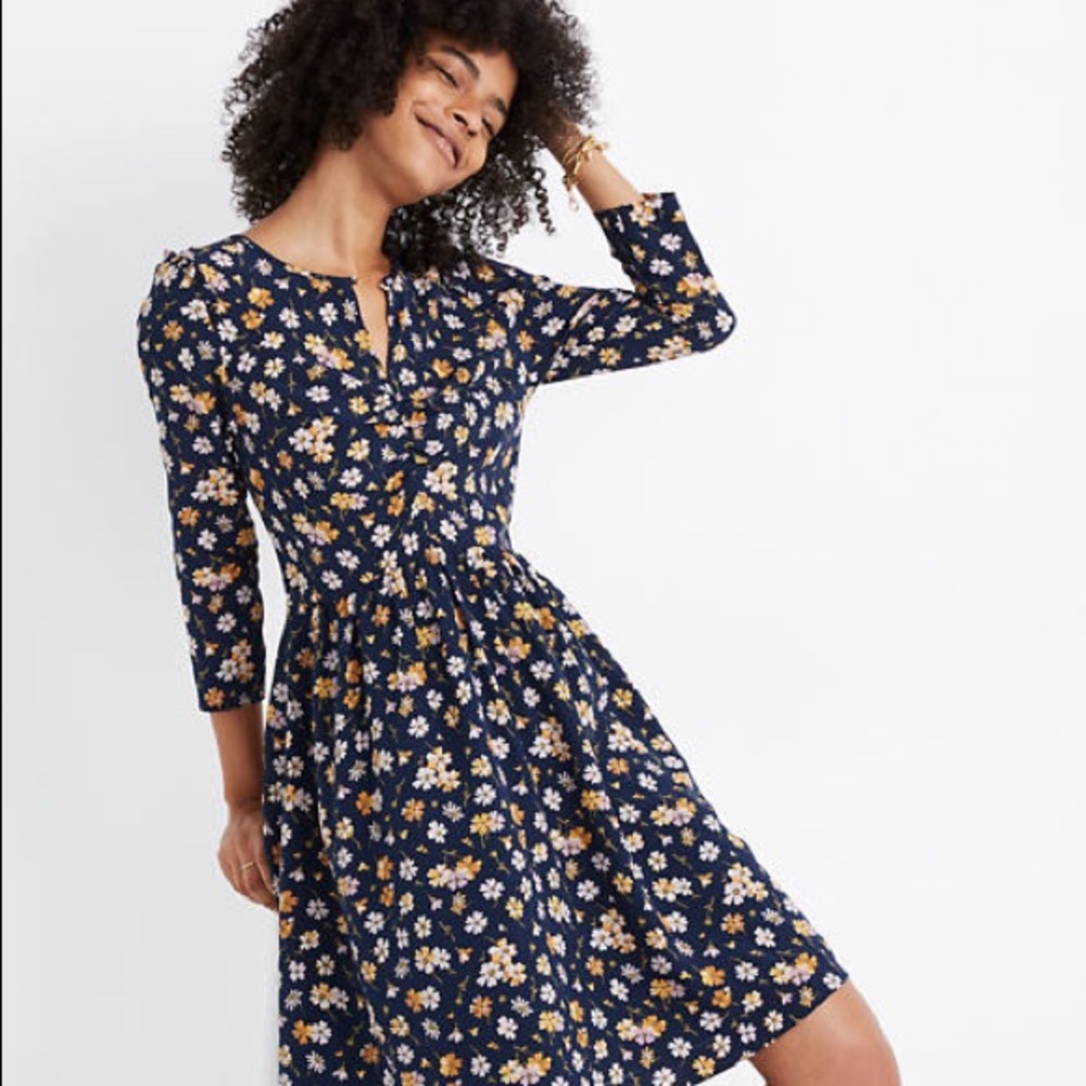 Madewell Floral Navy Dress Petal Party